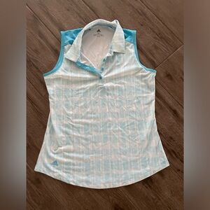 Adidas Sleeveless Blue Striped Athletic Shirt Women’s